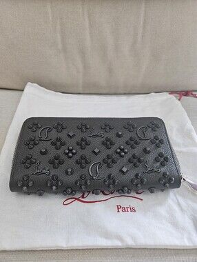 CHRISTIAN LOUBOUTIN Panettone Calf Zip Around Long wallet Clutch NEW
